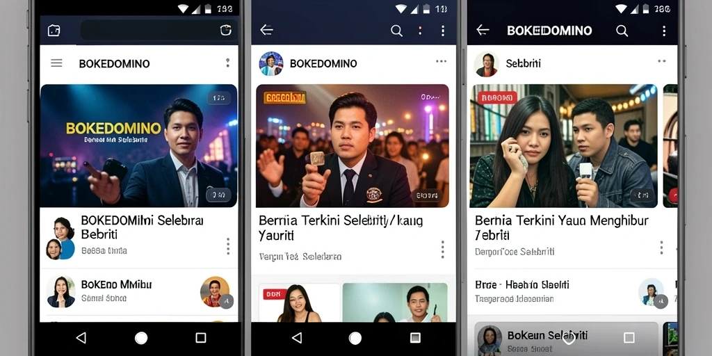 Tampilan antarmuka BOKEDOMINO dengan berita hiburan terkini.