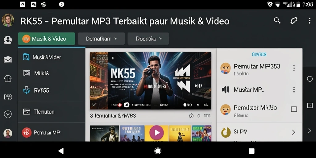 Antarmuka pengguna RK55 yang sederhana dan menarik untuk Pemutar MP3.