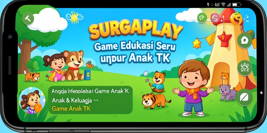 Antarmuka colorful dan menyenangkan dari SURGAPLAY untuk anak-anak.