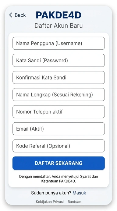 Panduan Daftar Akun Baru pakde4d untuk Pengguna Android